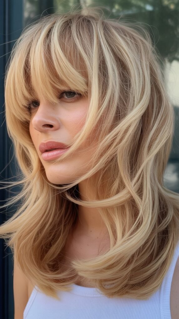 Shaggy Bangs with Wheat Blonde Texture