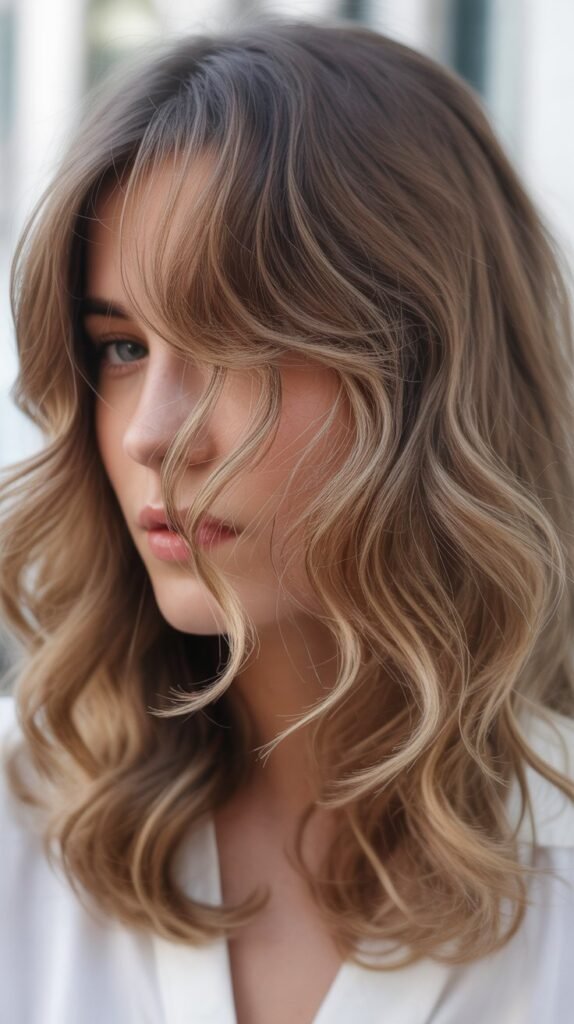 Wispy Side Bangs With Flowing Waves