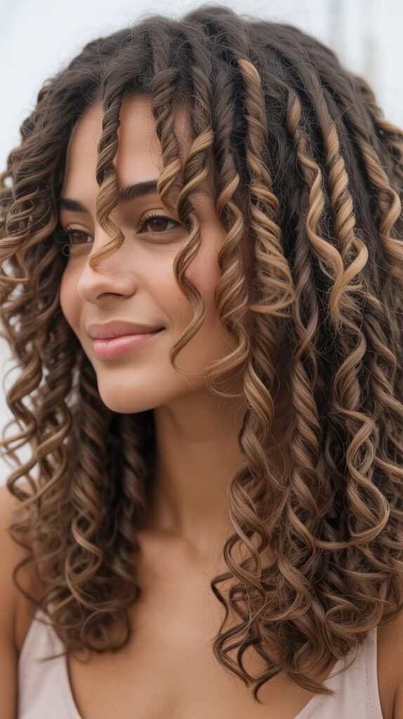 Layered Curls with Goddess Locs