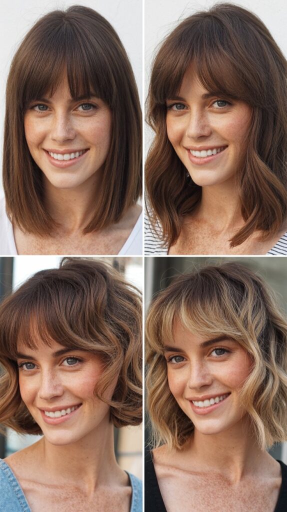  Angled Lob with Curtain Bangs