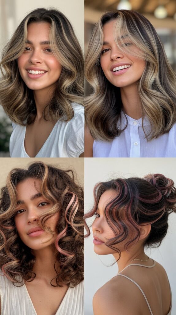 Layered Hair with Ribbon Highlights