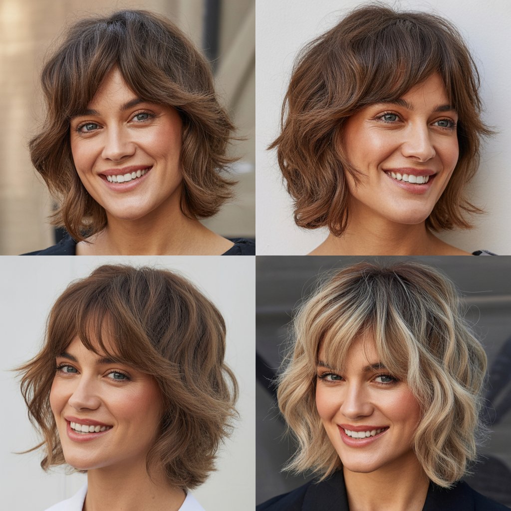 Razored Layers with Piecey Bangs for Diamond Faces