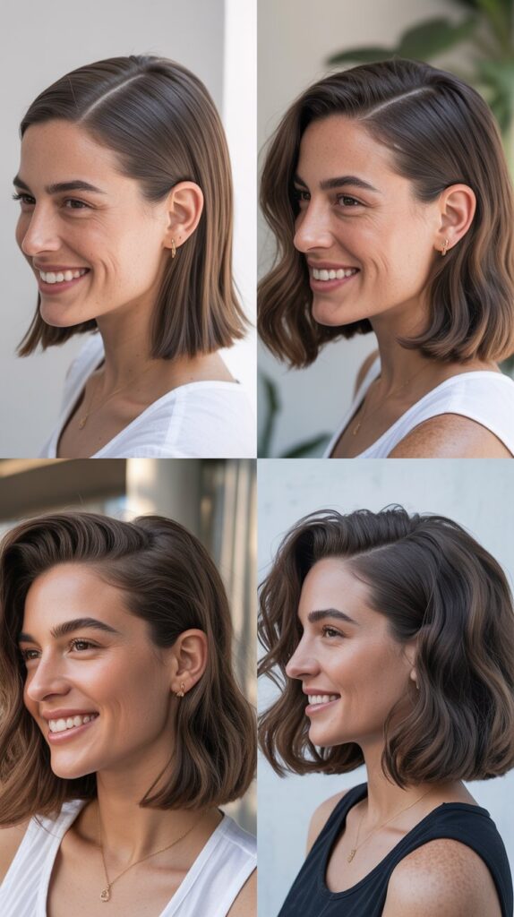  Long Bob with Slicked-Back Style