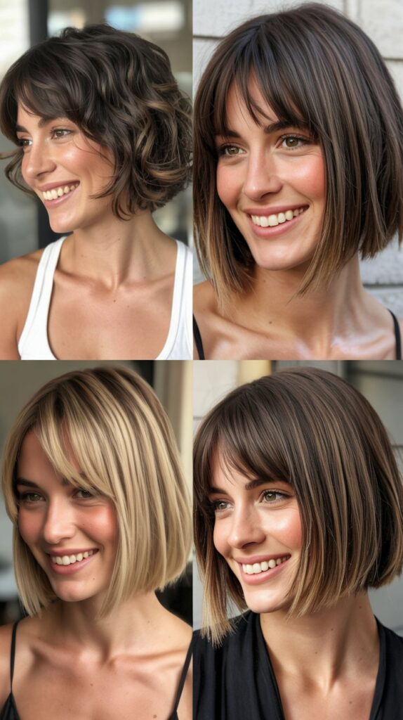 36 Easy-Styling Bob Haircuts With Long Bangs for Busy Days 16 Choppy Collarbone Bob With Piece-y Bangs