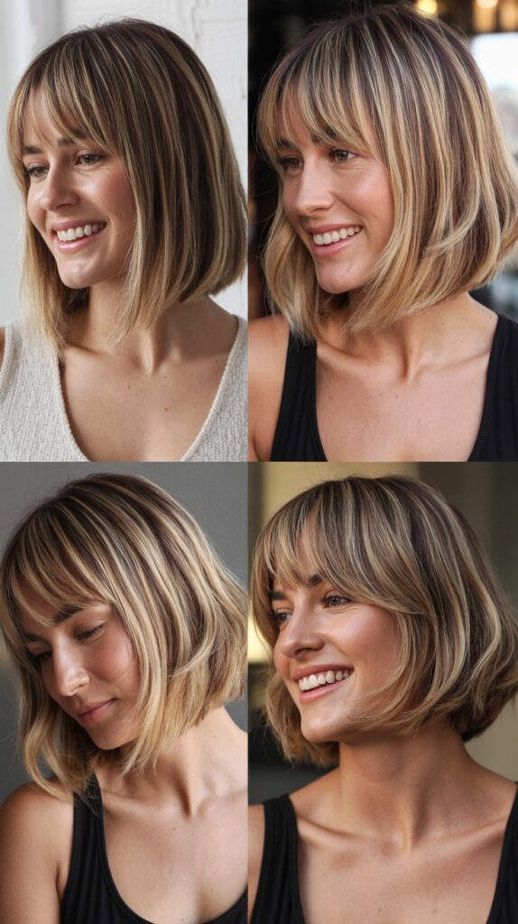36 Easy-Styling Bob Haircuts With Long Bangs for Busy Days 24 Bob With Long Bangs and Highlights