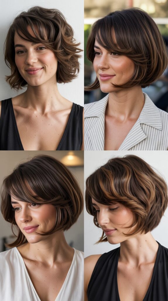 36 Easy-Styling Bob Haircuts With Long Bangs for Busy Days 12 Asymmetrical Bob With Long Side-Swept Bangs