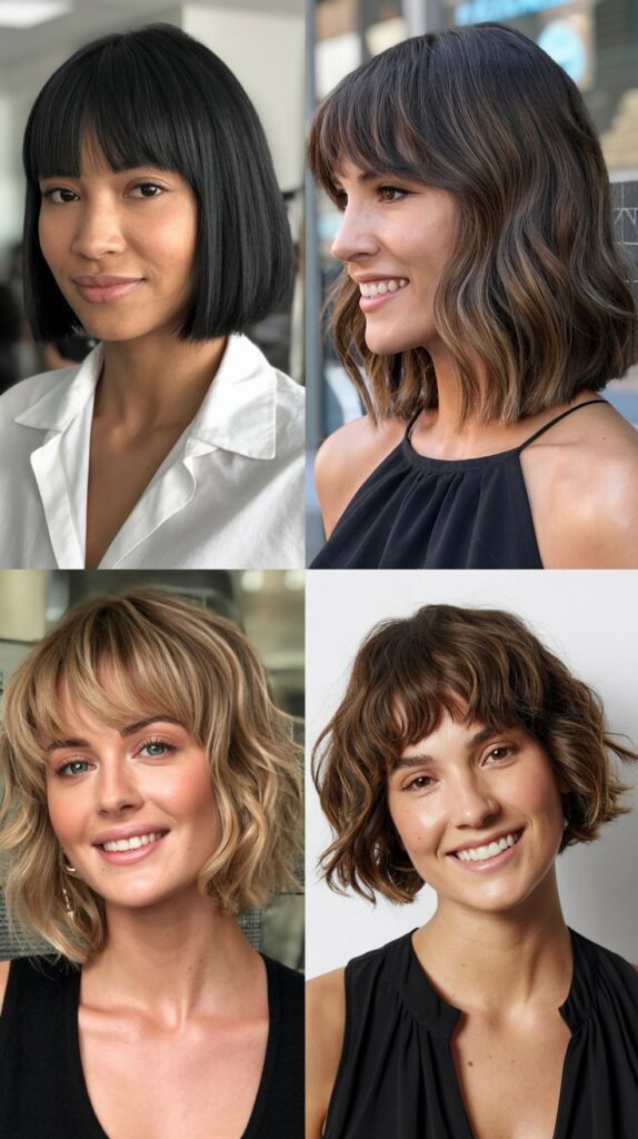 36 Easy-Styling Bob Haircuts With Long Bangs for Busy Days 22 . Disconnected Bob With Long Heavy Bangs