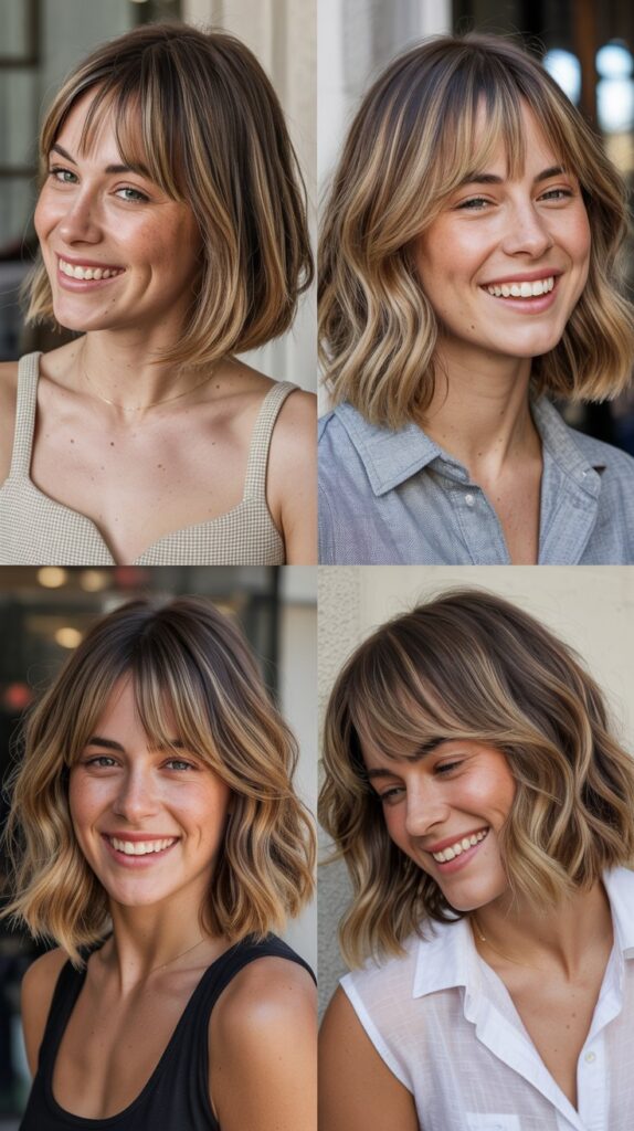 36 Easy-Styling Bob Haircuts With Long Bangs for Busy Days 30 Bob With Long Bangs and Balayage