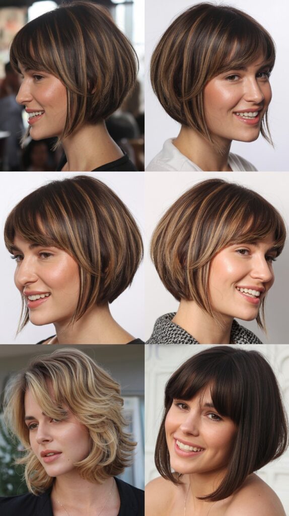 36 Easy-Styling Bob Haircuts With Long Bangs for Busy Days 10 Inverted Bob With Diagonal Long Bangs