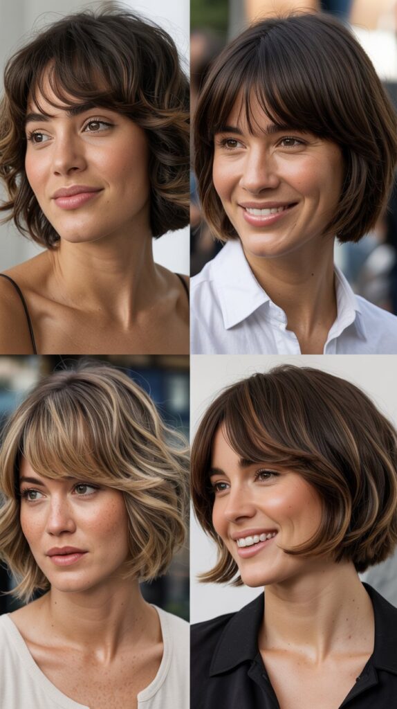 36 Easy-Styling Bob Haircuts With Long Bangs for Busy Days 18 Soft Layered Bob With Long Fringe