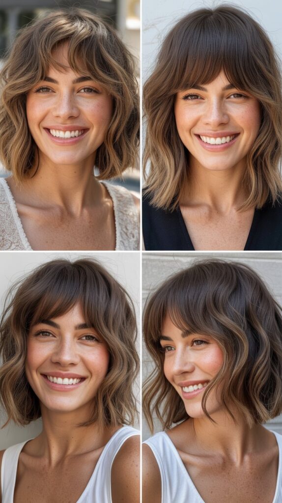 Beachy Lob with Long Feathered Bangs