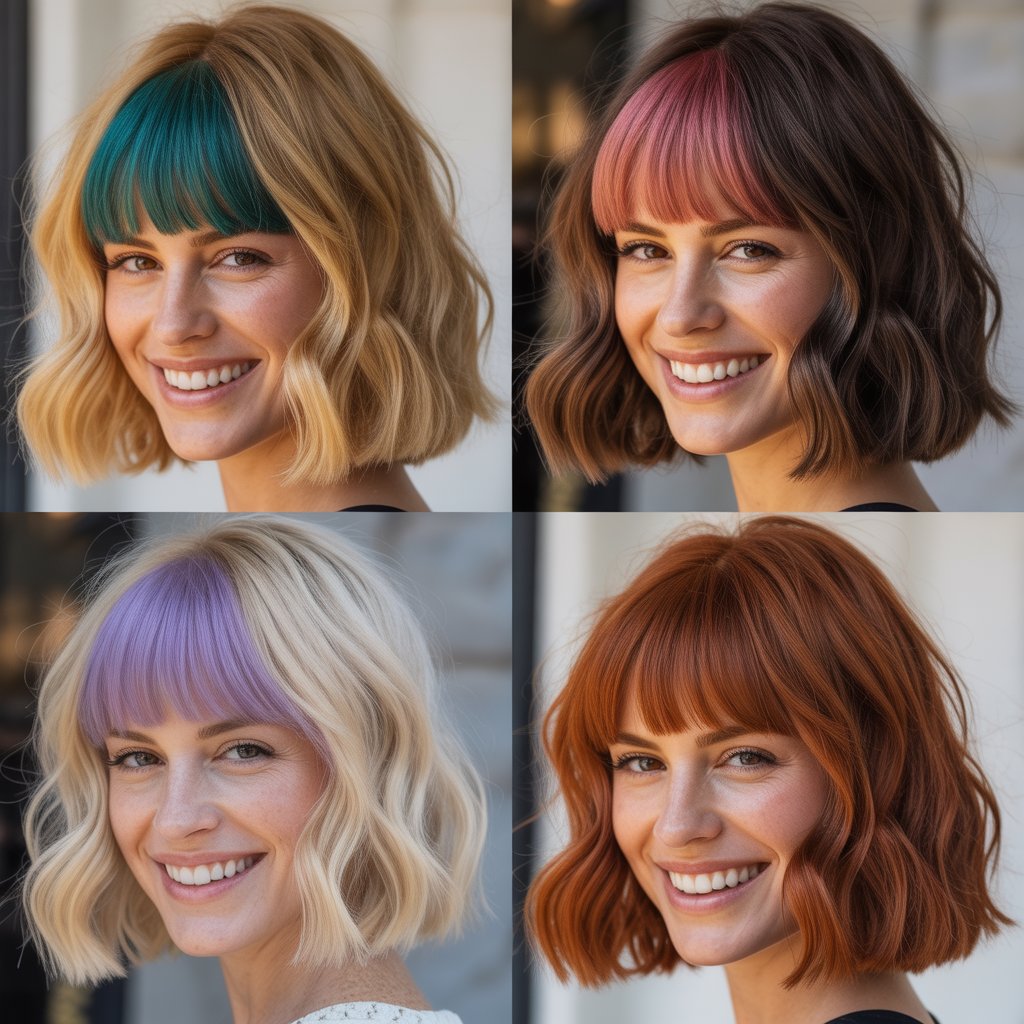 Colored Lob with Colored Bangs