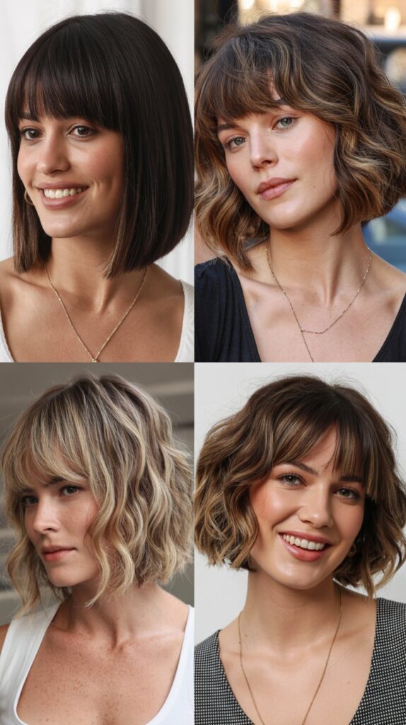 36 Easy-Styling Bob Haircuts With Long Bangs for Busy Days 27 Shattered Bob With Long Textured Bangs