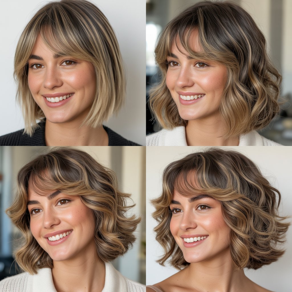 Dimensional Lob with Face-Framing Bangs