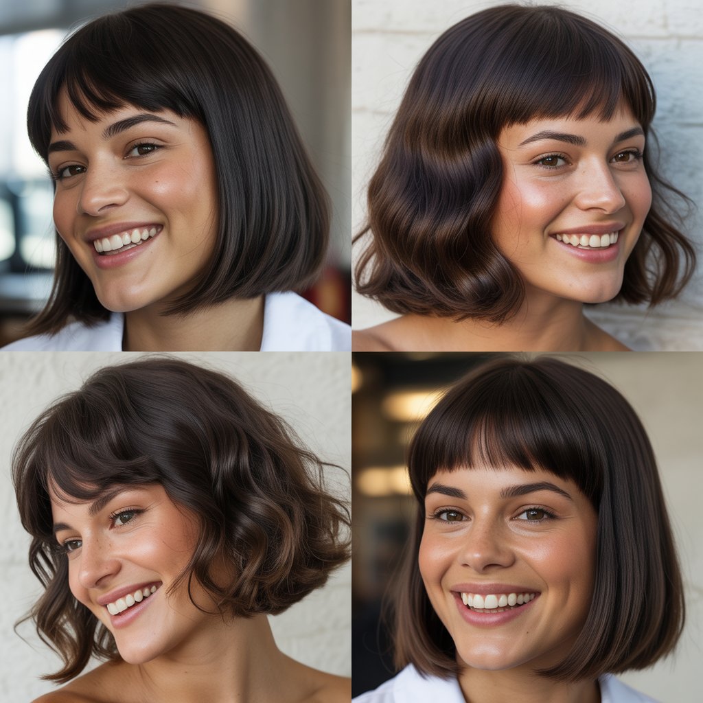 Sleek Lob with Baby Fringe