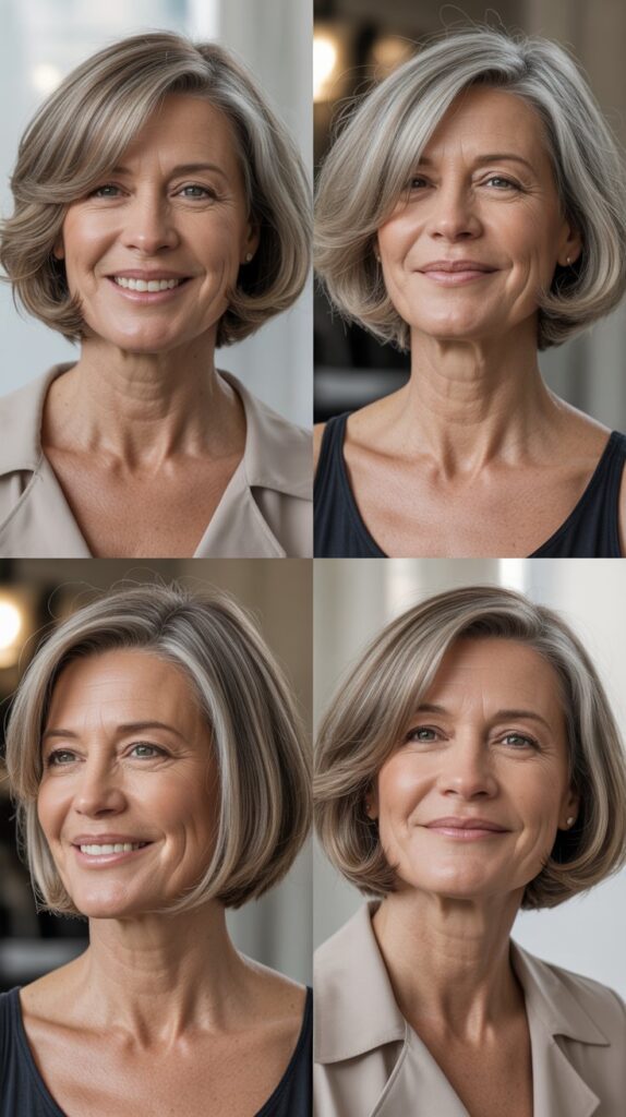 37 Fresh Short Bob Ideas for Women 50+ with Delicate Hair 22 a stylish 4 panel collage showcasing an OV1j60h0R967b3K28JC0kg X 2P9AJaS3avnkCllVyz8g