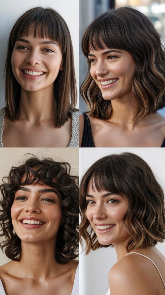Layered Lob with Blunt Micro Bangs