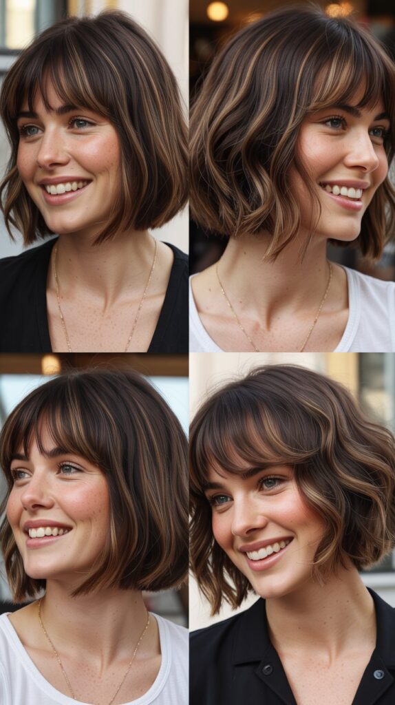 36 Easy-Styling Bob Haircuts With Long Bangs for Busy Days 21 Chin-Length Bob With Long Textured Bangs