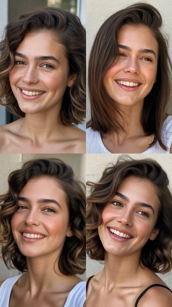 Middle-Parted Lob with Volume at Roots