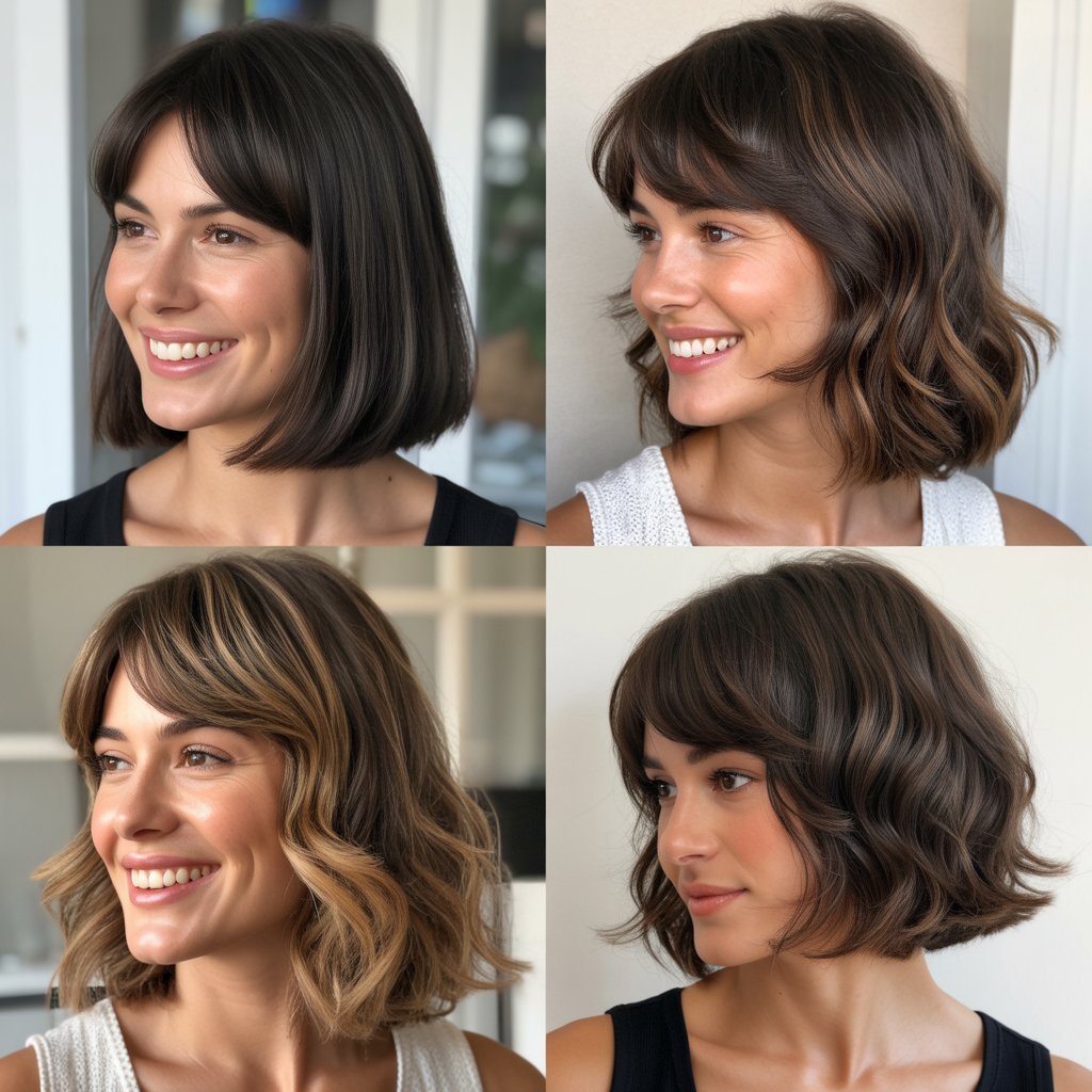  Rounded Lob with Rounded Bangs