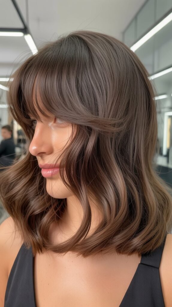 Asymmetrical Medium Cut with Curtain Bangs