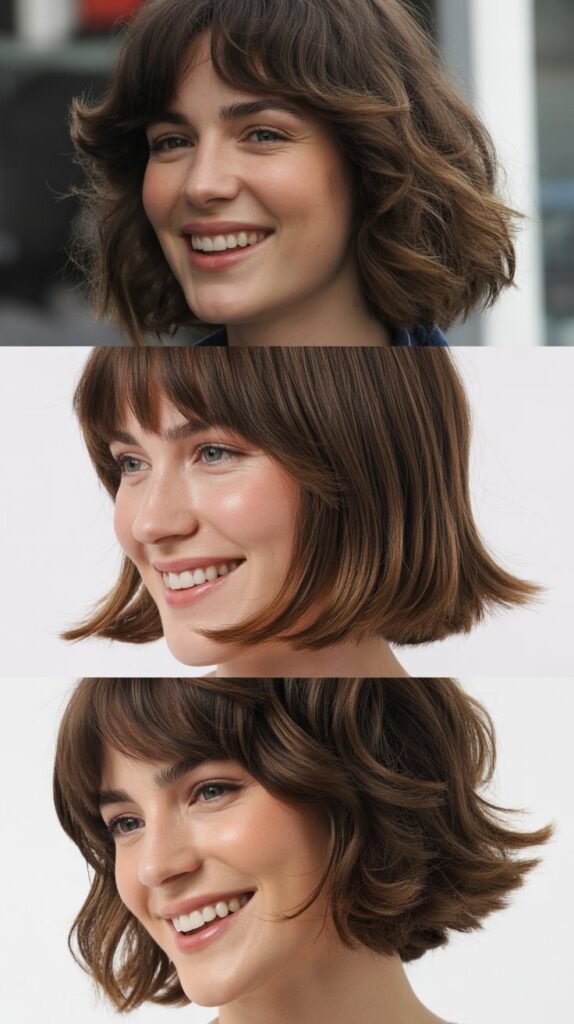 Tousled Long Bob with Brow-Skimming Bangs