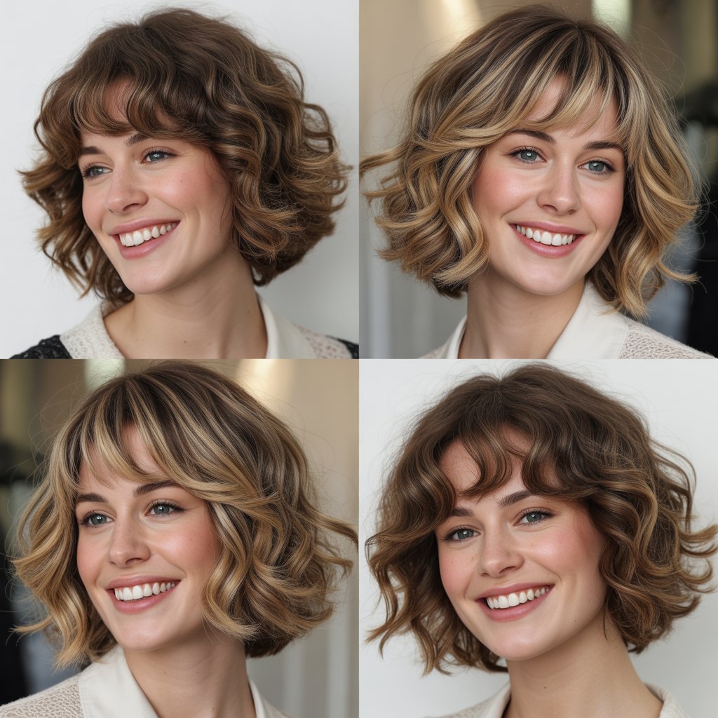 Wavy Bob with Soft Layered Bangs