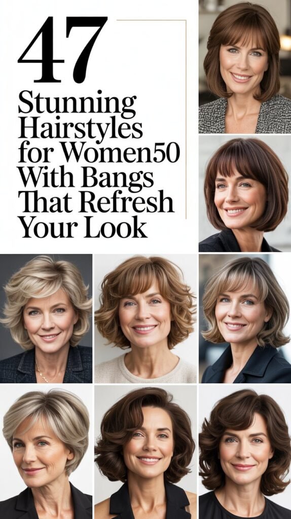 47 Stunning Hairstyles for Women Over 50 with Bangs That Refresh Your Look