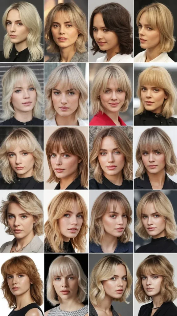 32 Medium-Length Blonde Hairstyles with Curtain Bangs That Frame the Face