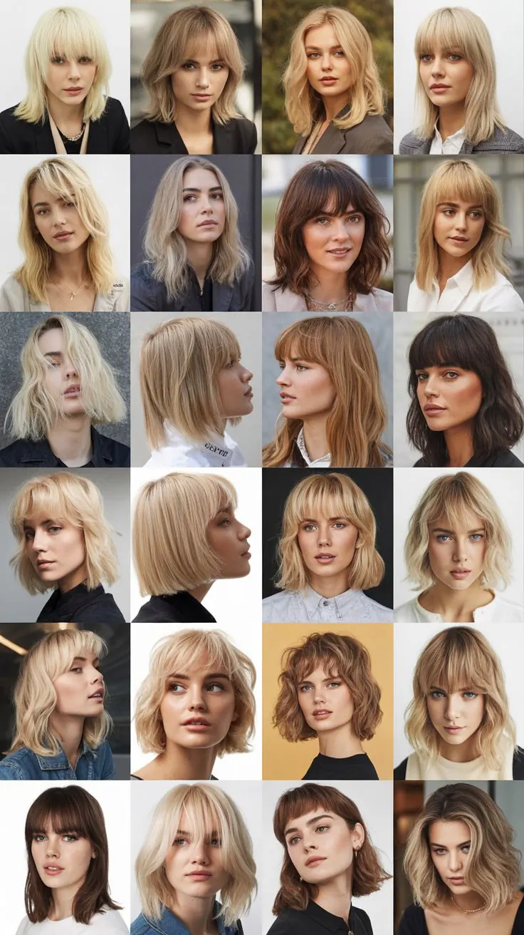 36 Shoulder-Length Blonde Haircuts with Bangs That Feel Fresh