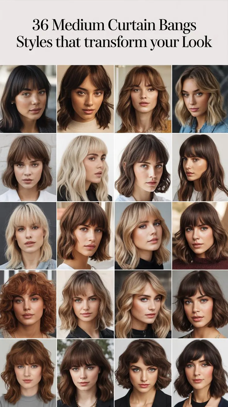 36 Medium Curtain Bangs Styles That Transform Your Look