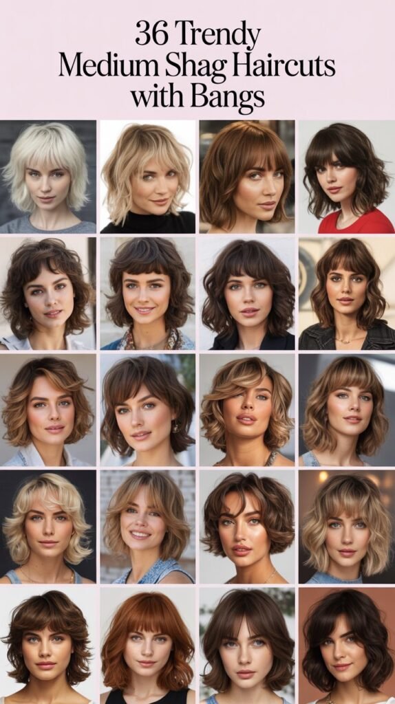 36 Trendy Medium Shag Haircuts with Bangs
