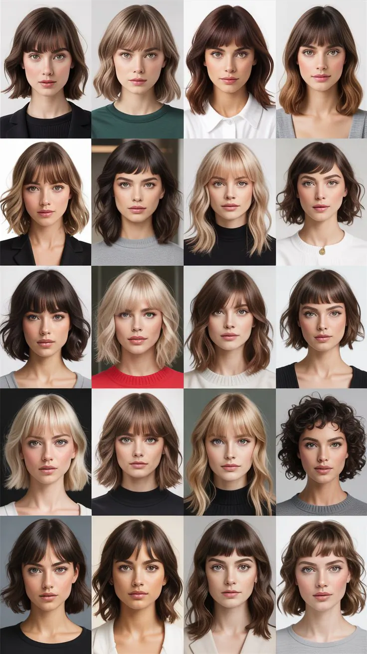 43 Fresh Bangs Hairstyle Ideas for Medium-Length Hair