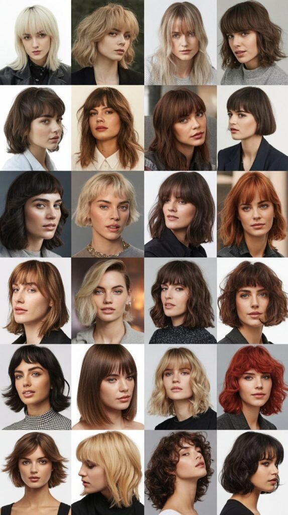56 Medium-Length Hairstyles With Bangs for a Trendy Look