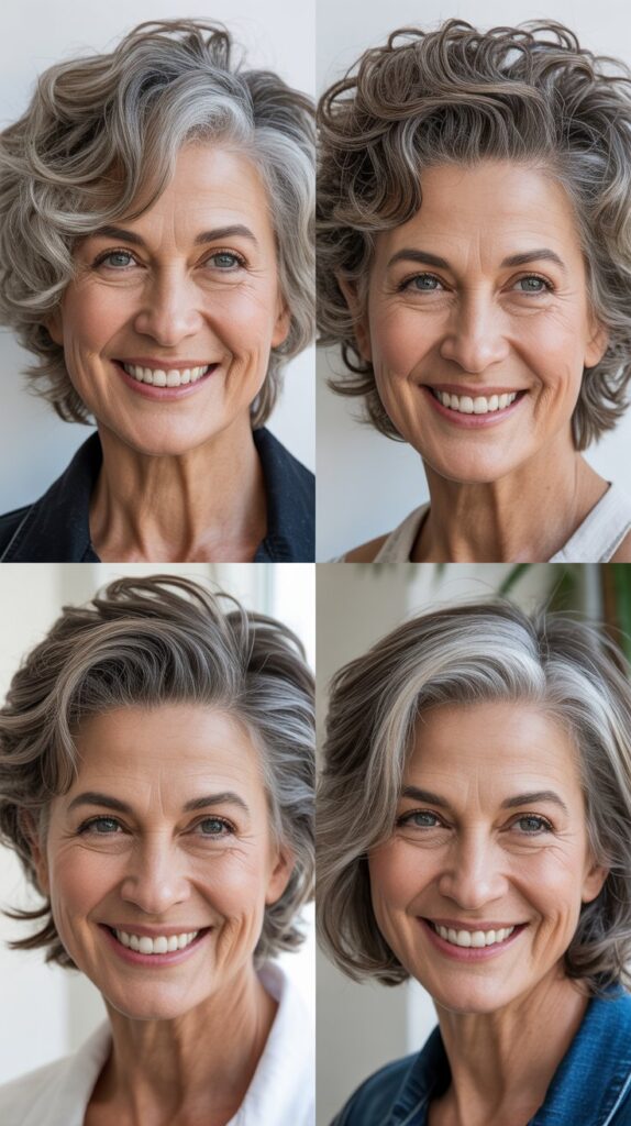 41 Modern Sassy Medium-Length Hairstyles for Older Women to Try Now 13 Textured Crop with Side Part