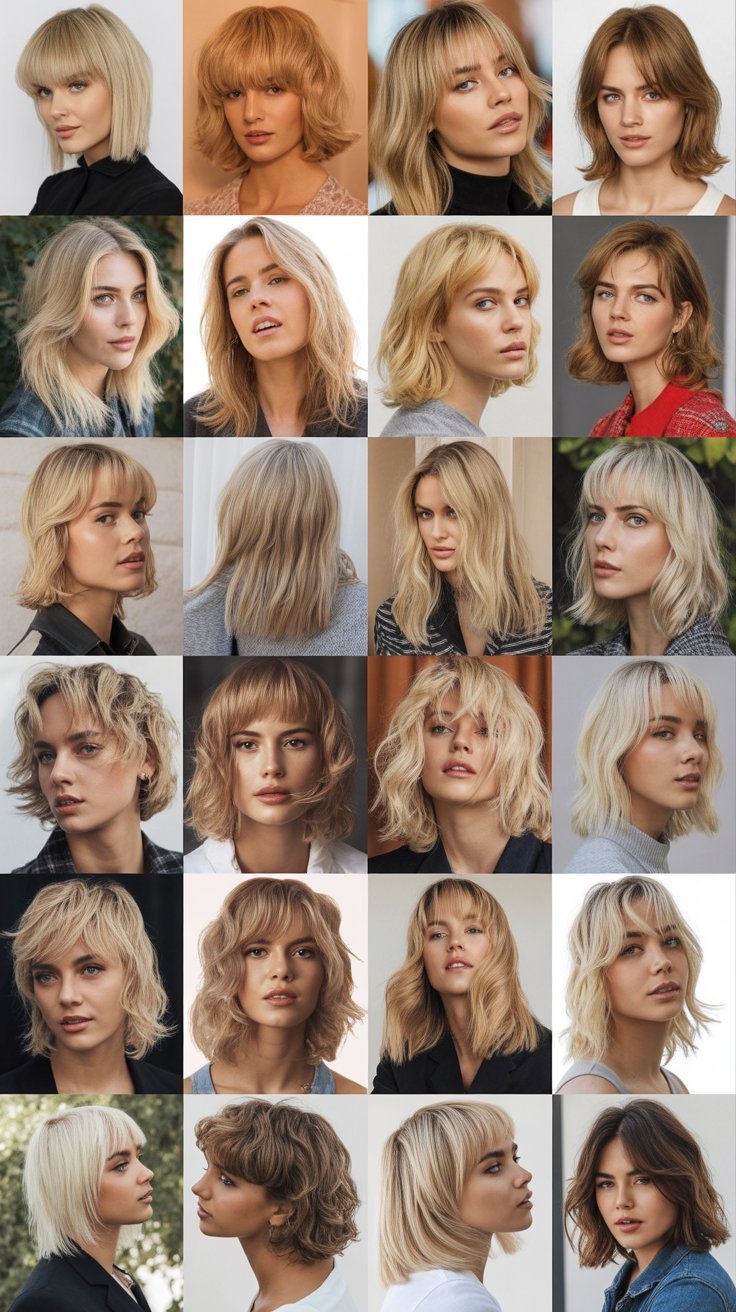 35 Stunning Medium-Length Blonde Haircuts with Layers and Curtain Bangs