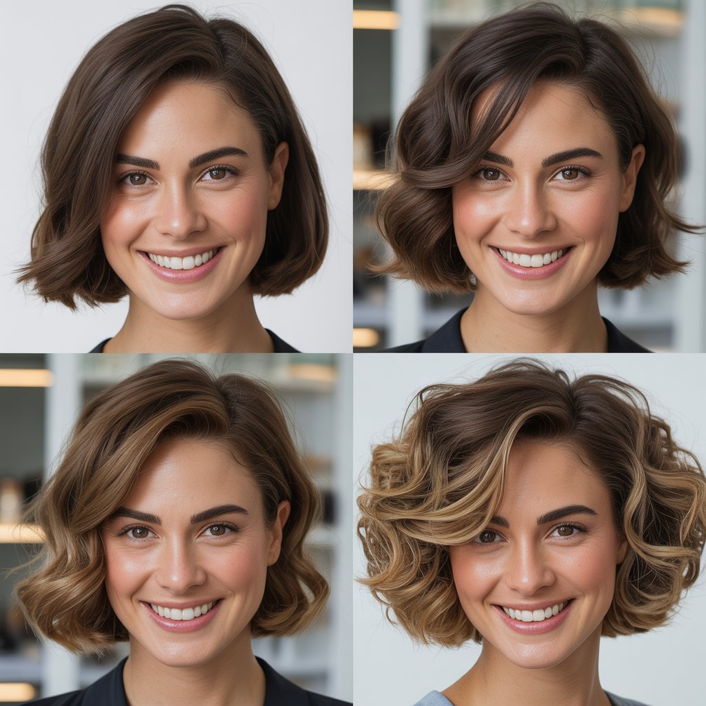 Rounded Bob with Feathered Side Sweep