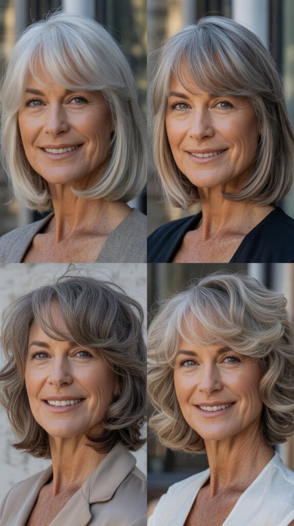  Long Bob with Curtain Bangs