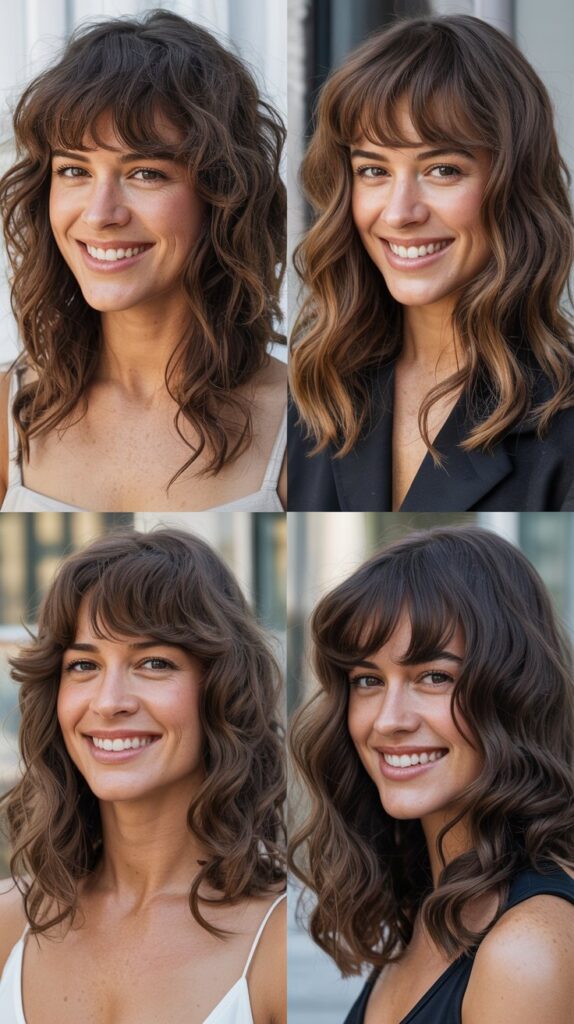 Wavy Collarbone Cut with Bottleneck Bangs