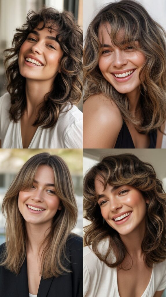  Feathered Layers With Wispy Curtain Bangs