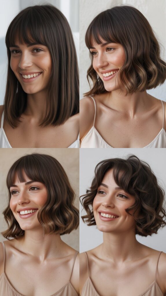 Blunt Lob With Long Curtain Bangs