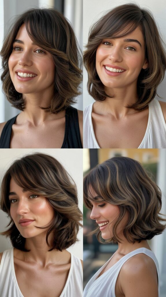 Layered Long Bob With Side-Swept Bangs