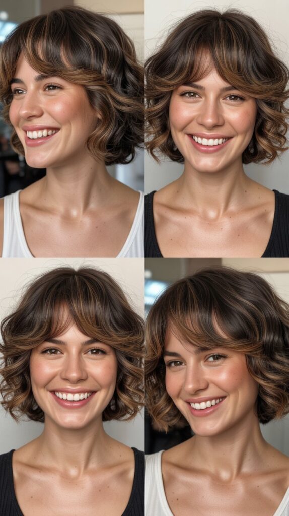 27 Best Medium Haircuts With Bangs That Instantly Transform Your Look 13 Graduated Bob with Piece-y Fringe