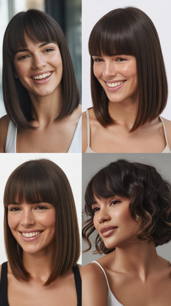 Smooth Long Bob With Straight-Across Bangs