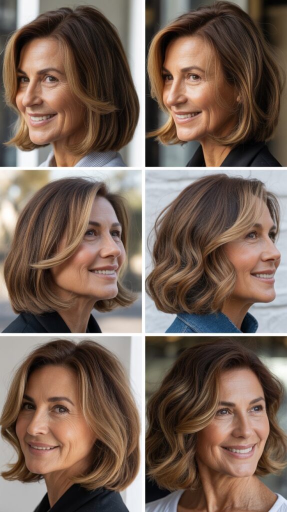  Long Bob with Caramel Highlights
