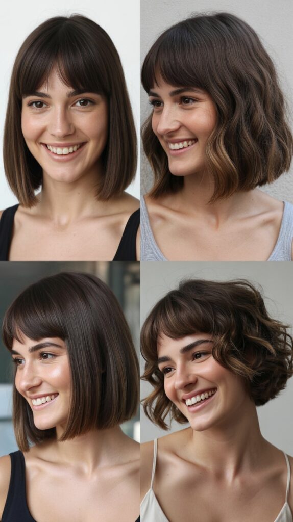  Long Bob with Curtain Bangs