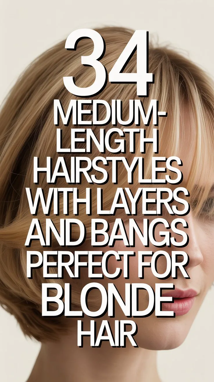34 Medium-Length Hairstyles with Layers and Bangs Perfect for Blonde Hair