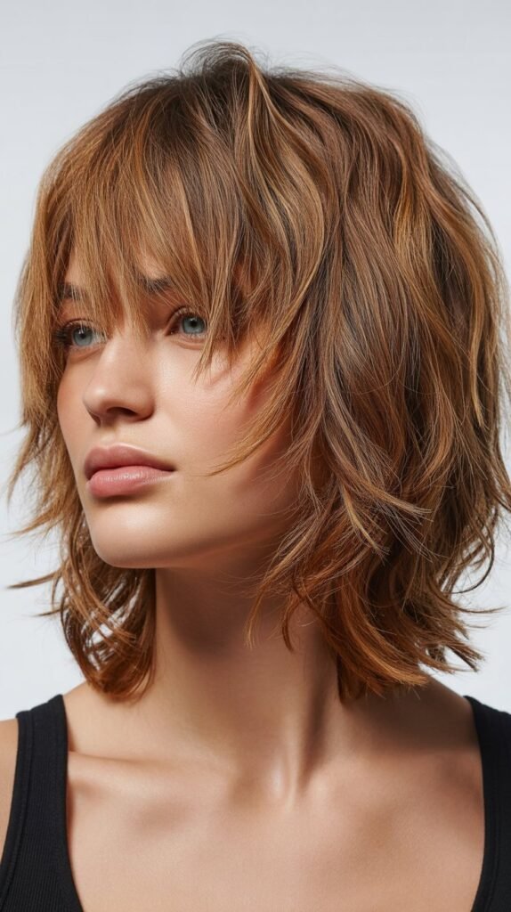 Messy Lob with Choppy Fringe