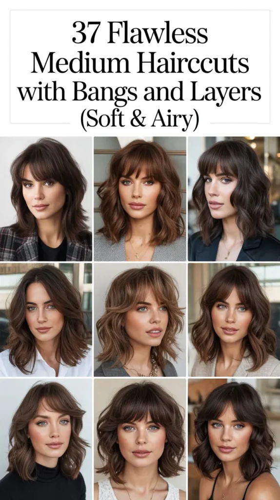 37 Flawless Medium Haircuts With Bangs and Layers (Soft & Airy!)