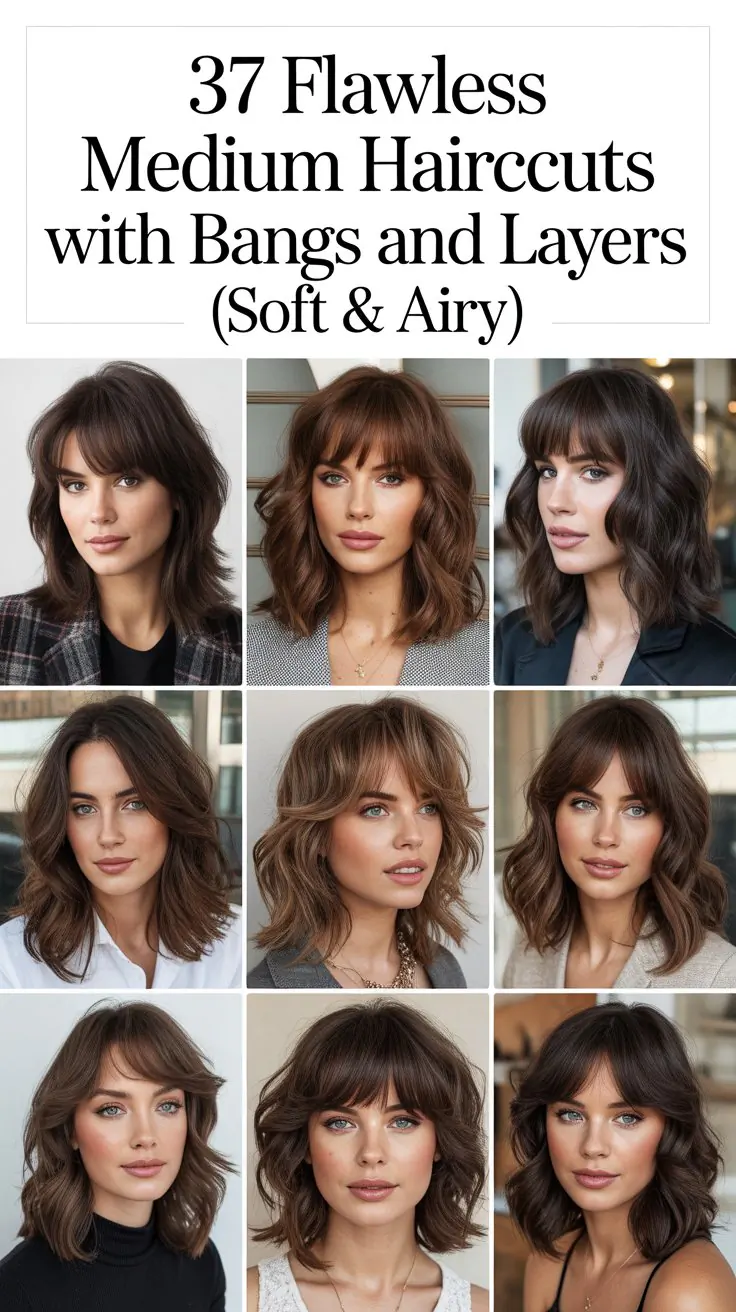 37 Flawless Medium Haircuts With Bangs and Layers (Soft & Airy!)